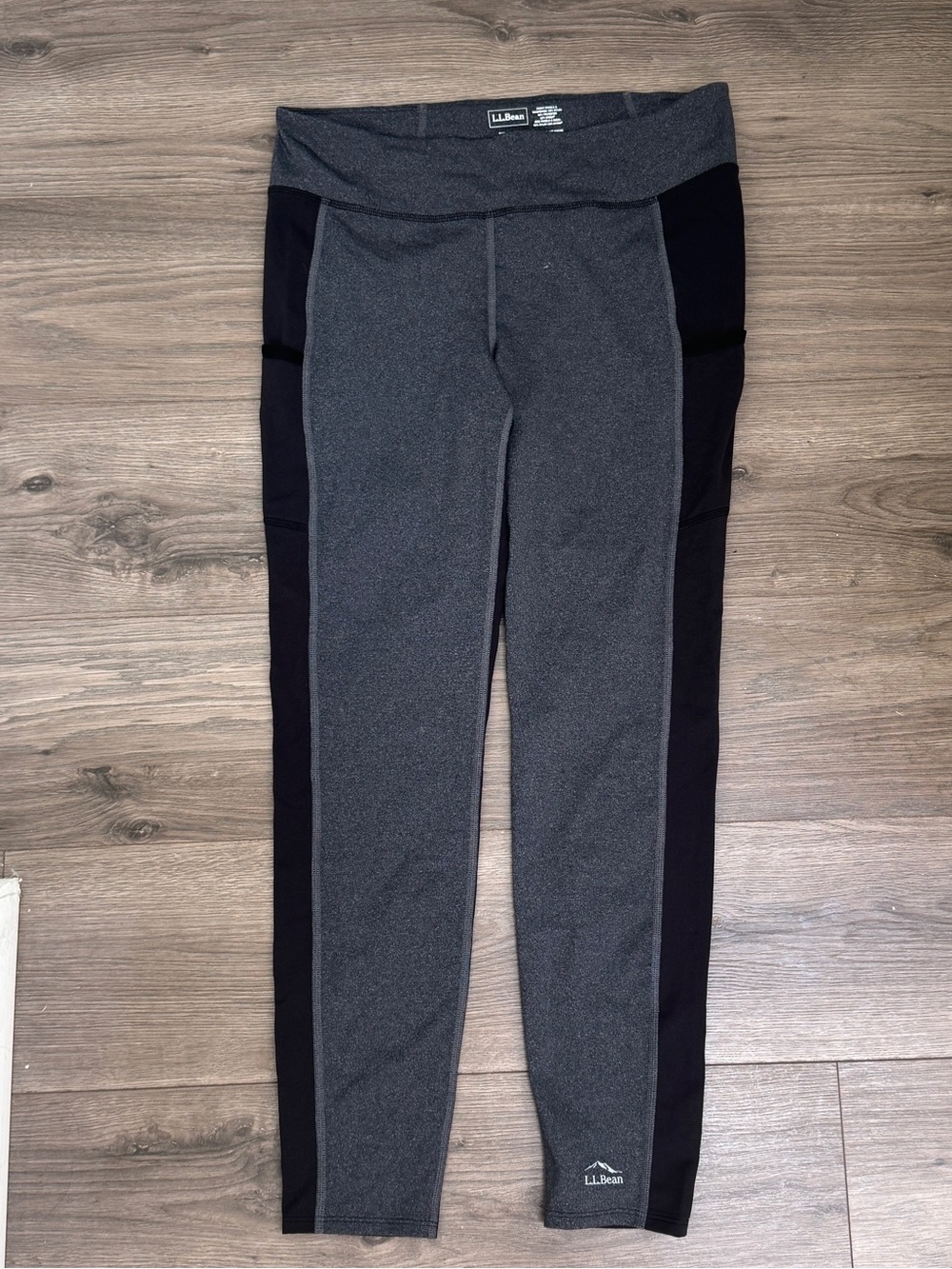 L.L. Bean Gray Leggings with Black Side Panels